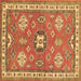 Square Geometric Brown Traditional Rug, tr638brn