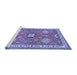 Sideview of Machine Washable Geometric Blue Traditional Rug, wshtr638blu