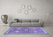 Machine Washable Geometric Blue Traditional Rug in a Living Room, wshtr638blu