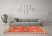 Machine Washable Geometric Orange Traditional Area Rugs in a Living Room, wshtr638org