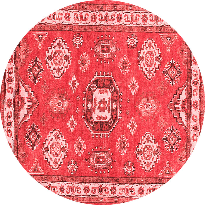 Machine Washable Geometric Red Traditional Rug, wshtr638red