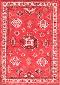 Geometric Red Traditional Rug, tr638red