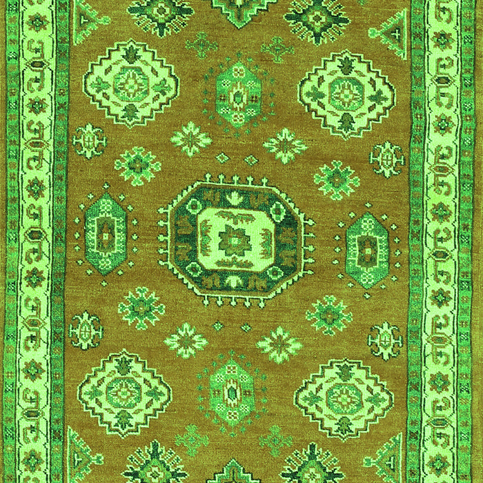 Serging Thickness of Machine Washable Geometric Green Traditional Area Rugs, wshtr638grn