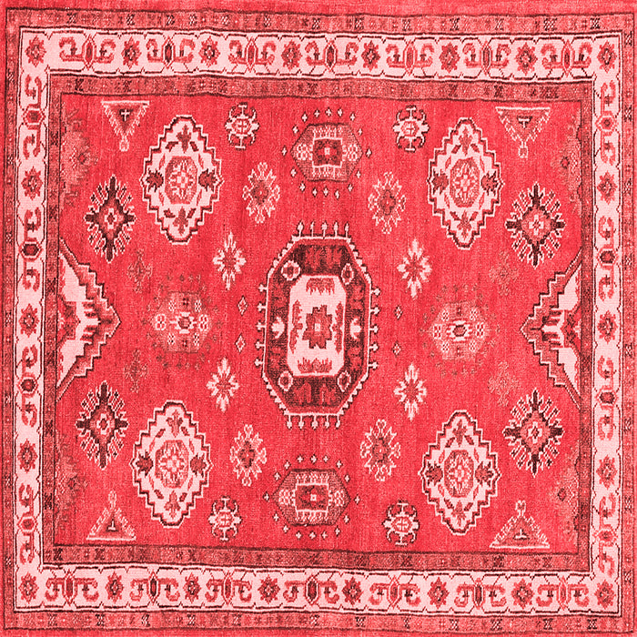 Machine Washable Geometric Red Traditional Rug, wshtr638red