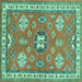 Square Machine Washable Geometric Turquoise Traditional Area Rugs, wshtr638turq