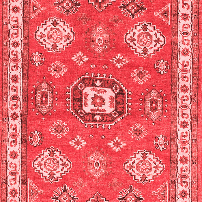 Machine Washable Geometric Red Traditional Rug, wshtr638red