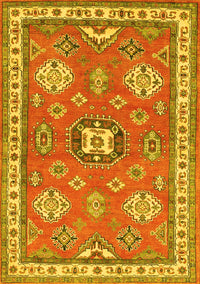 Geometric Yellow Traditional Rug, tr638yw