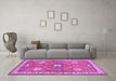 Machine Washable Geometric Purple Traditional Area Rugs in a Living Room, wshtr638pur
