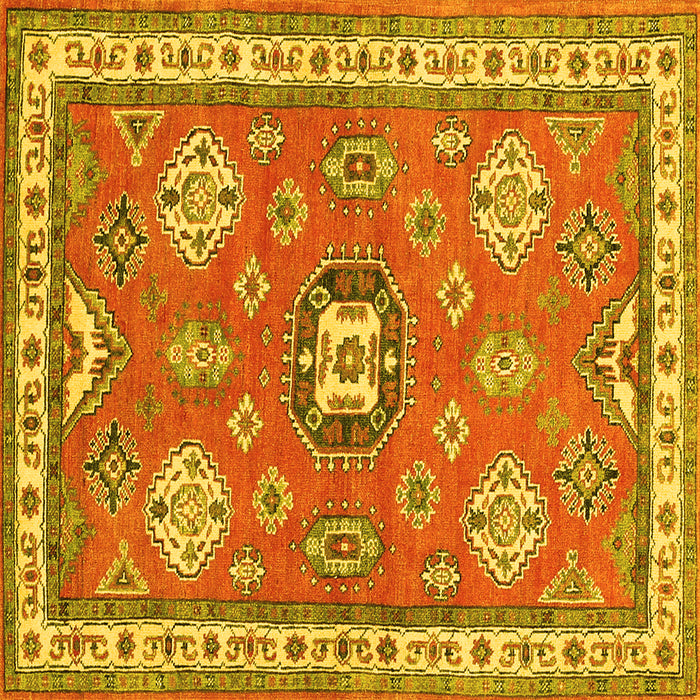 Square Geometric Yellow Traditional Rug, tr638yw