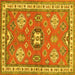 Square Geometric Yellow Traditional Rug, tr638yw