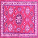 Square Machine Washable Geometric Pink Traditional Rug, wshtr638pnk