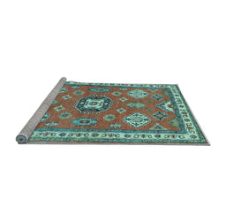 Sideview of Machine Washable Geometric Light Blue Traditional Rug, wshtr638lblu