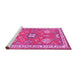 Sideview of Machine Washable Geometric Pink Traditional Rug, wshtr638pnk