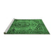 Sideview of Machine Washable Persian Emerald Green Traditional Area Rugs, wshtr639emgrn