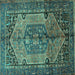 Square Persian Turquoise Traditional Rug, tr639turq