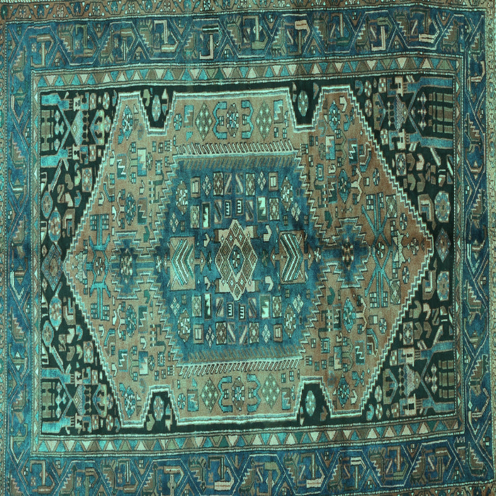 Square Machine Washable Persian Turquoise Traditional Area Rugs, wshtr639turq
