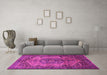 Machine Washable Persian Pink Traditional Rug in a Living Room, wshtr639pnk