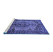 Sideview of Machine Washable Persian Blue Traditional Rug, wshtr639blu