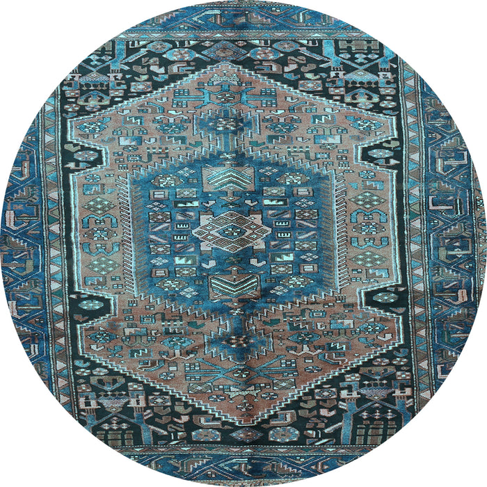 Round Persian Light Blue Traditional Rug, tr639lblu