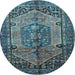 Round Persian Light Blue Traditional Rug, tr639lblu