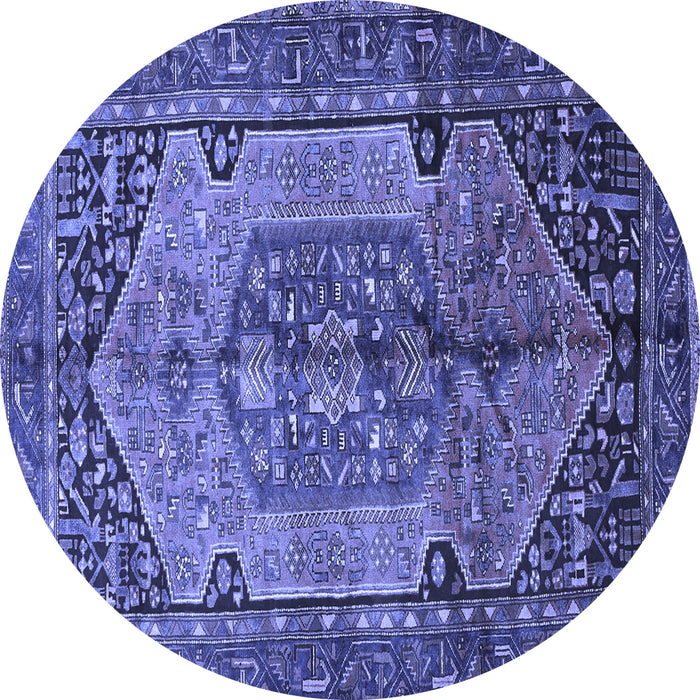 Round Persian Blue Traditional Rug, tr639blu