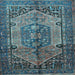 Square Machine Washable Persian Light Blue Traditional Rug, wshtr639lblu
