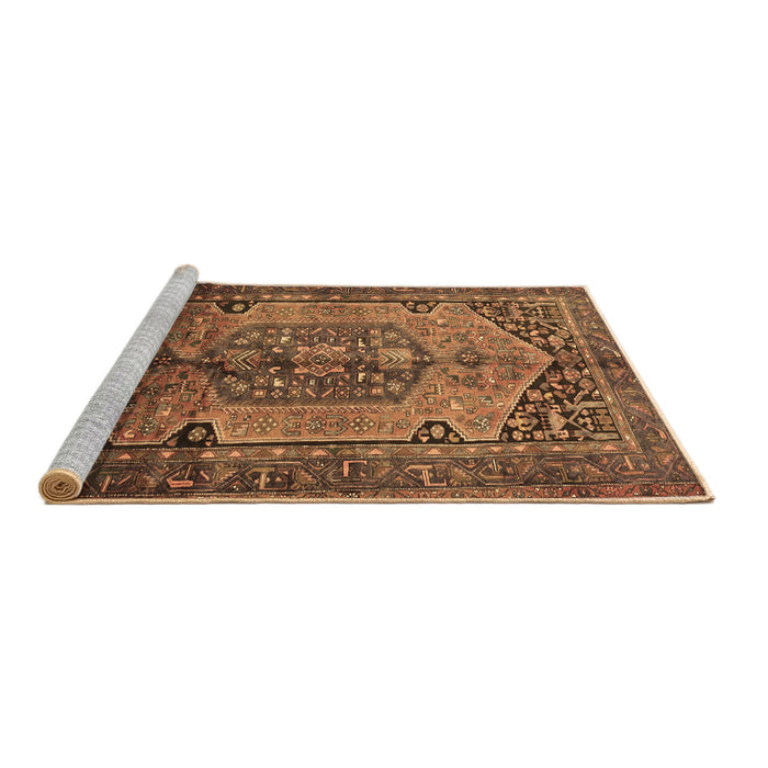 Sideview of Machine Washable Persian Brown Traditional Rug, wshtr639brn
