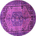 Round Machine Washable Persian Purple Traditional Area Rugs, wshtr639pur