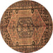 Round Persian Brown Traditional Rug, tr639brn