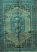 Machine Washable Persian Turquoise Traditional Area Rugs, wshtr639turq