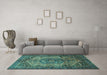 Machine Washable Persian Turquoise Traditional Area Rugs in a Living Room,, wshtr639turq