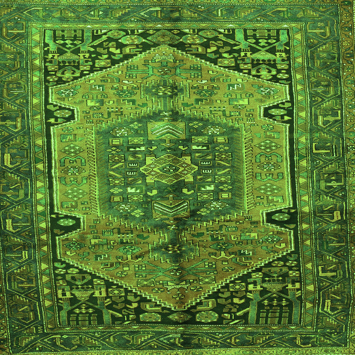 Round Machine Washable Persian Green Traditional Area Rugs, wshtr639grn