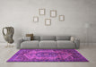 Machine Washable Persian Purple Traditional Area Rugs in a Living Room, wshtr639pur