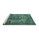 Sideview of Machine Washable Persian Turquoise Traditional Area Rugs, wshtr639turq