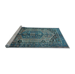 Sideview of Machine Washable Persian Light Blue Traditional Rug, wshtr639lblu