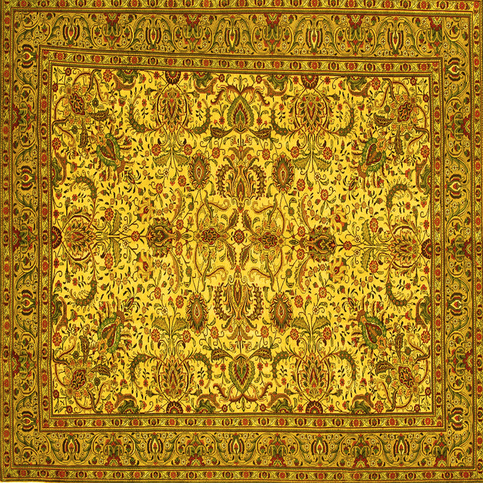 Square Machine Washable Persian Yellow Traditional Rug, wshtr63yw