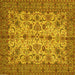 Square Machine Washable Persian Yellow Traditional Rug, wshtr63yw