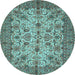 Round Persian Light Blue Traditional Rug, tr63lblu