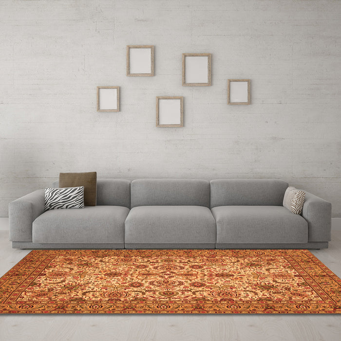 Machine Washable Persian Orange Traditional Area Rugs in a Living Room, wshtr63org