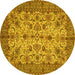 Round Machine Washable Persian Yellow Traditional Rug, wshtr63yw