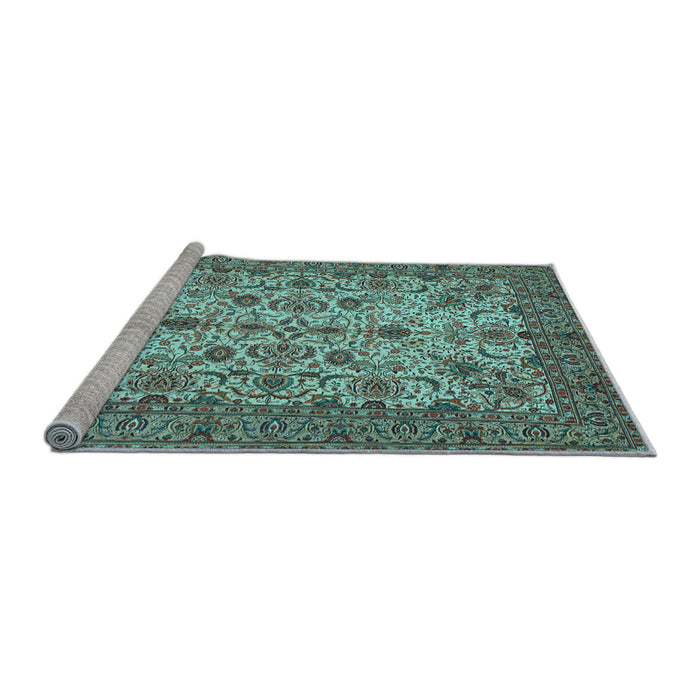 Sideview of Machine Washable Persian Light Blue Traditional Rug, wshtr63lblu