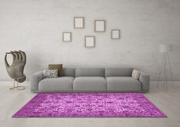 Machine Washable Persian Purple Traditional Area Rugs in a Living Room, wshtr63pur