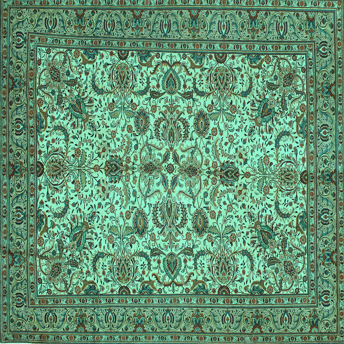 Square Machine Washable Persian Turquoise Traditional Area Rugs, wshtr63turq