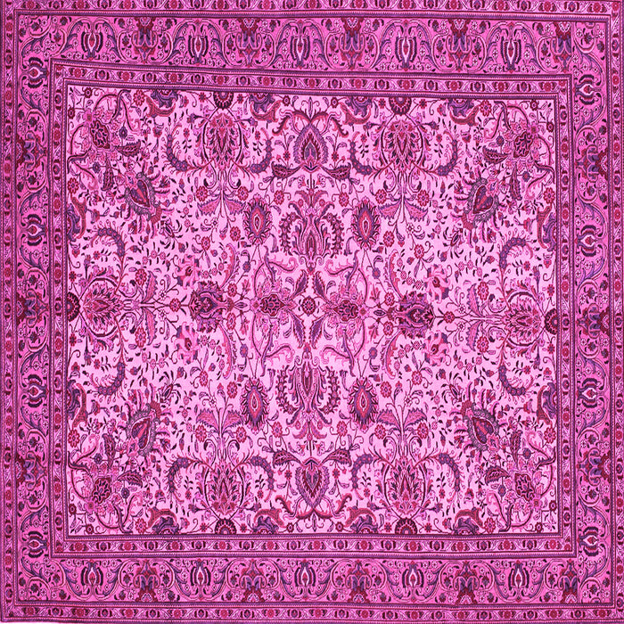 Square Machine Washable Persian Pink Traditional Rug, wshtr63pnk