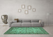 Machine Washable Persian Turquoise Traditional Area Rugs in a Living Room,, wshtr63turq