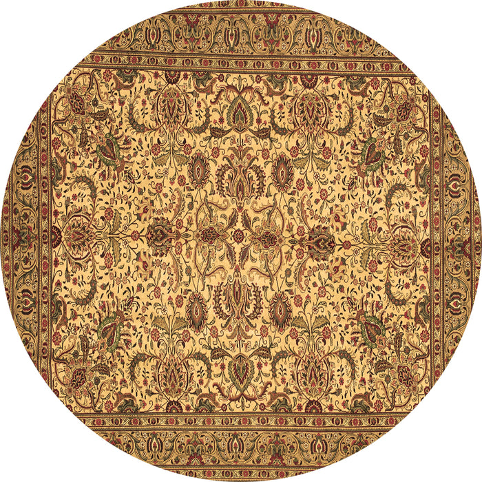 Round Machine Washable Persian Brown Traditional Rug, wshtr63brn
