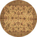 Round Machine Washable Persian Brown Traditional Rug, wshtr63brn