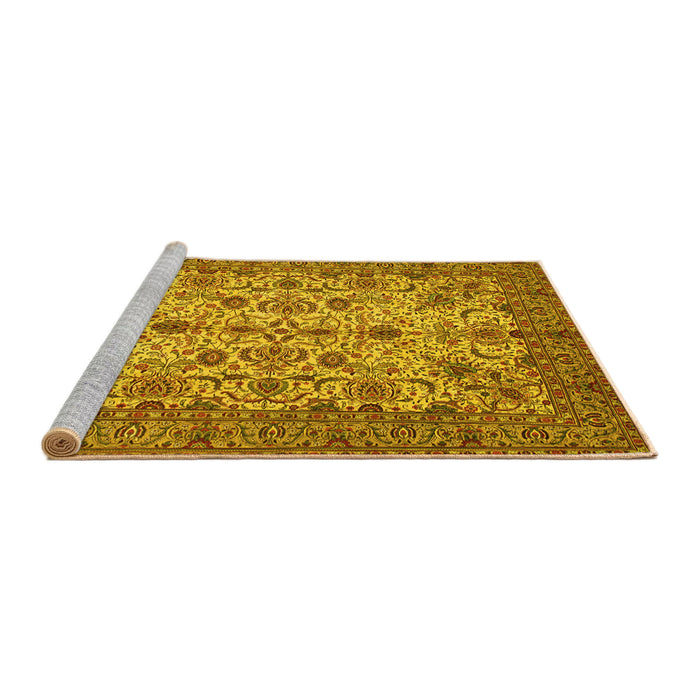 Sideview of Machine Washable Persian Yellow Traditional Rug, wshtr63yw