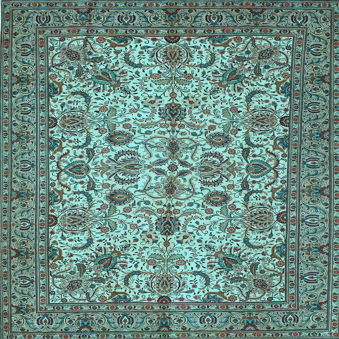 Square Machine Washable Persian Light Blue Traditional Rug, wshtr63lblu
