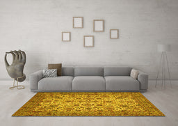 Machine Washable Persian Yellow Traditional Rug in a Living Room, wshtr63yw